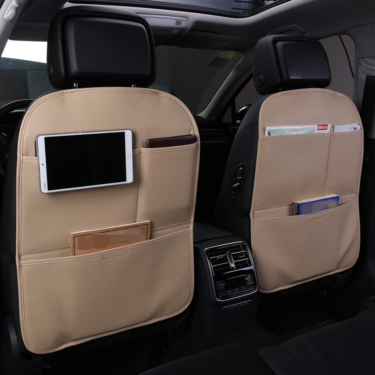 Tablet Auto QH-Shop Protezione Sedile Auto Bambini Lta Capacità Organizer Per Auto Universale Organizzatore Sedile Con Supporto Trasparente Per Giocattoli Libri Ipad Nero 2 Pcs Porta Tablet Auto