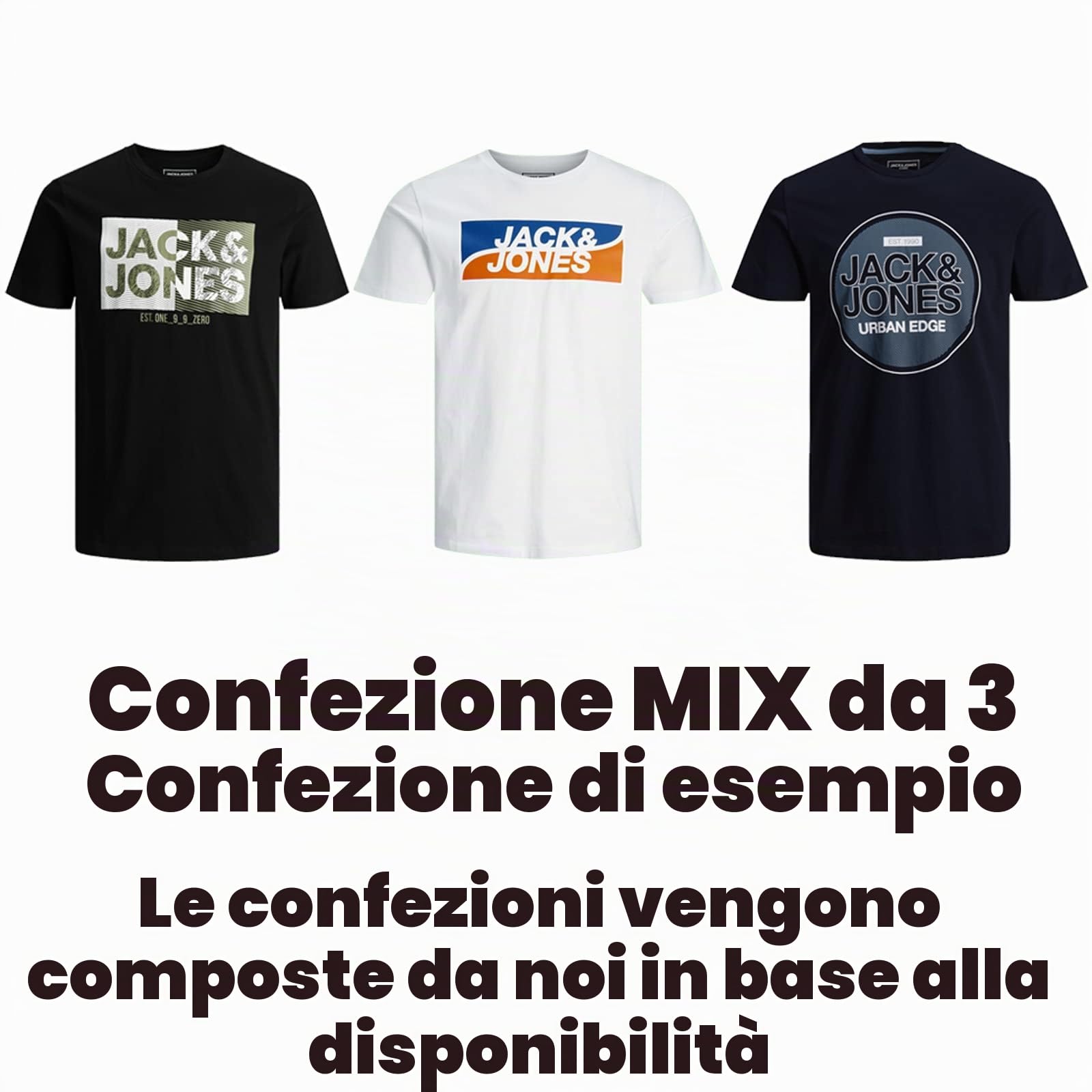 JACK & JONES T Shirt da uomo, confezione da 3, 6, 9, con scollo rotondo, in misto cotone