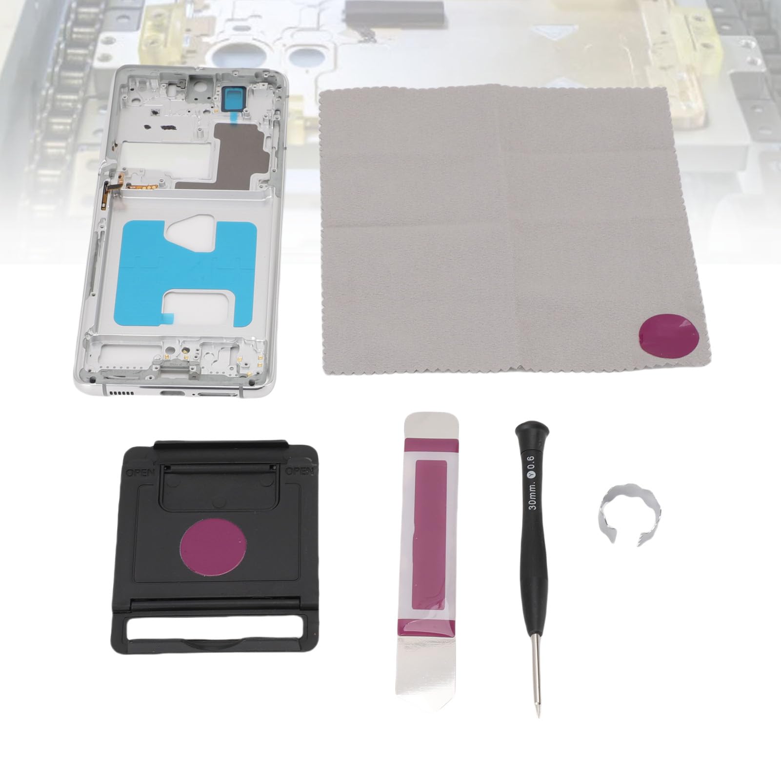 Jectse Piatta di Cornice del Telaio Centrale del Telefono, Fit Precise Telefono Accessorio Centro Centrale Anello LCD con Toolkit per Ultra 5G (Silver)