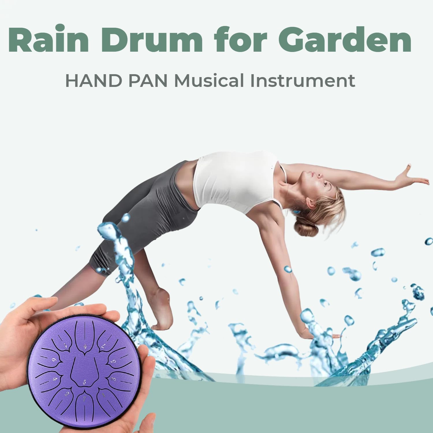 Zungentrommel Steel Tongue Drum Satz, 6 Zoll 11 Tone D-Dur Tongue Drum, Stahlzungentrommel Handpan Steel Drum mit Trommeltasche für Meditation, Klangheilung (Grün)
