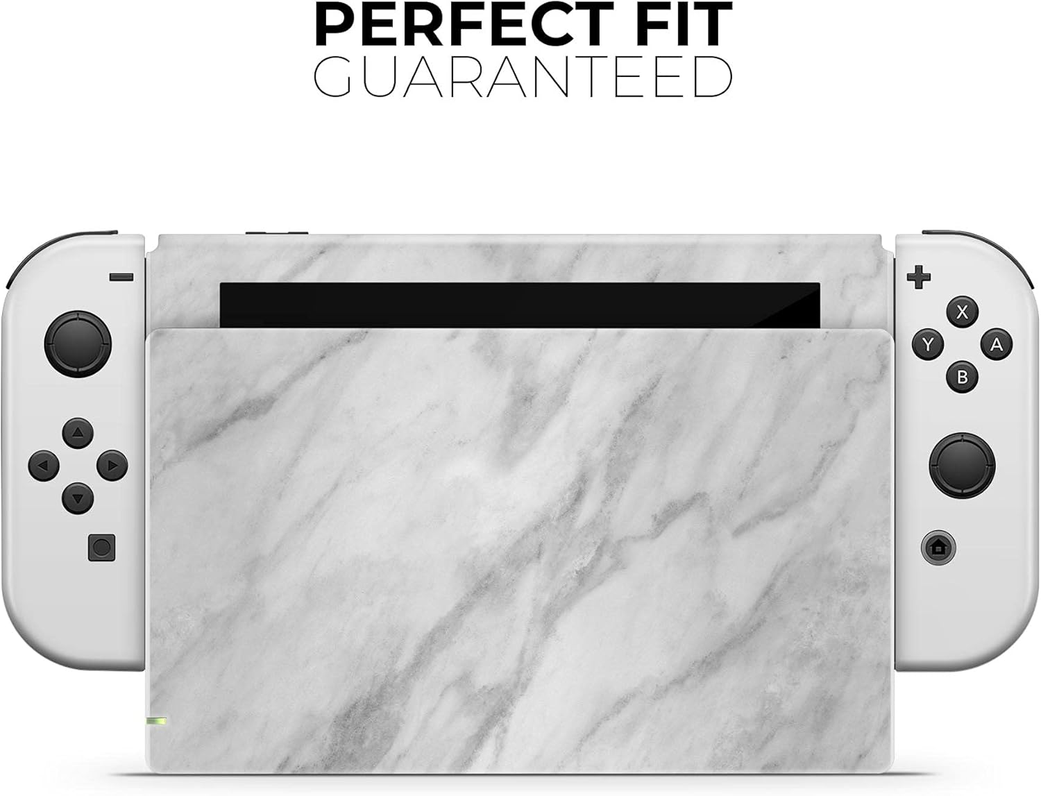 Design Skinz - Compatible with Nintendo Switch Console Bundle - Skin Decal Protective Scratch-Resistant Removable Vinyl Wrap Cover - White Marble Surface, Console + Dock + Joy‑Con Bundle