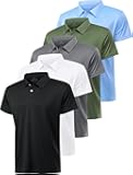 5 Pack Polo Shirts for Men Dry Fit Short Sleeve Golf T-Shirt Moisture Wicking Collared Casual Work Tops
