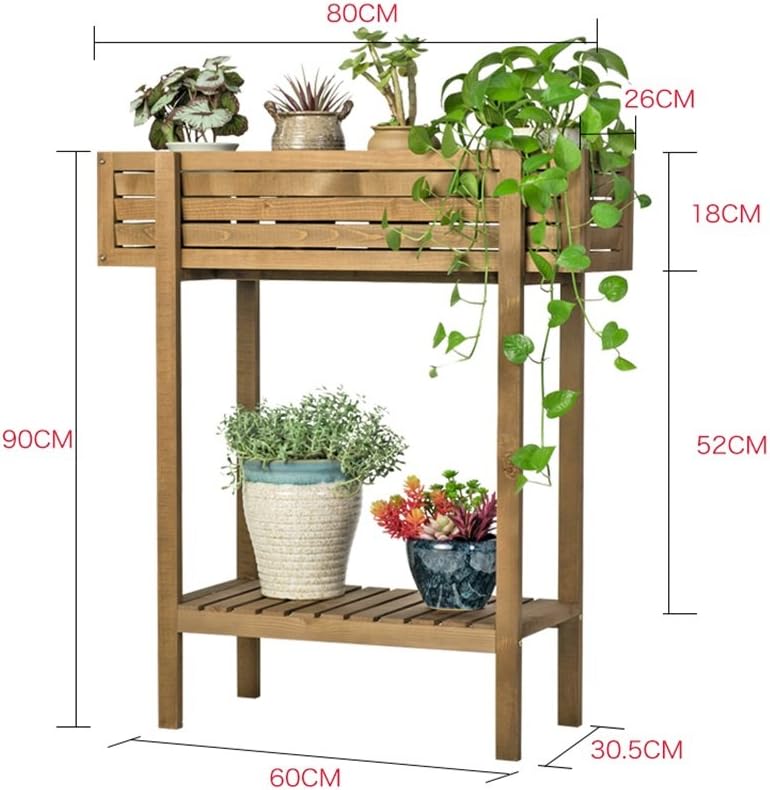 Flower Pot Holder Groove Type Solid Wood Flower Racks For Indoor Living Room Bedroom Balcony and Potted Plant Display Stand Floor Standing Succulents Flower Stand ( Size : 60×30.5×90CM )