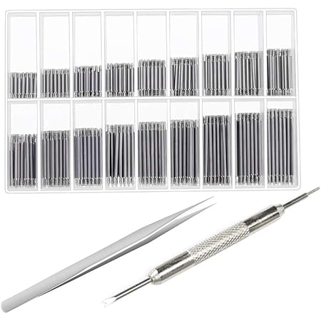 Amazon 腕時計バネ棒 腕時計ベルトピン ウォッチスプリングバー 腕時計 ストラップリンクピン スプリングバーピンリムーバー 腕時計 リンクピン 時計バネ棒 交換 修理キット 取り外し棒付き 腕時計工具 腕時計ベルト用 ステンレス鋼 18サイズ 8 25mm 工具 清掃