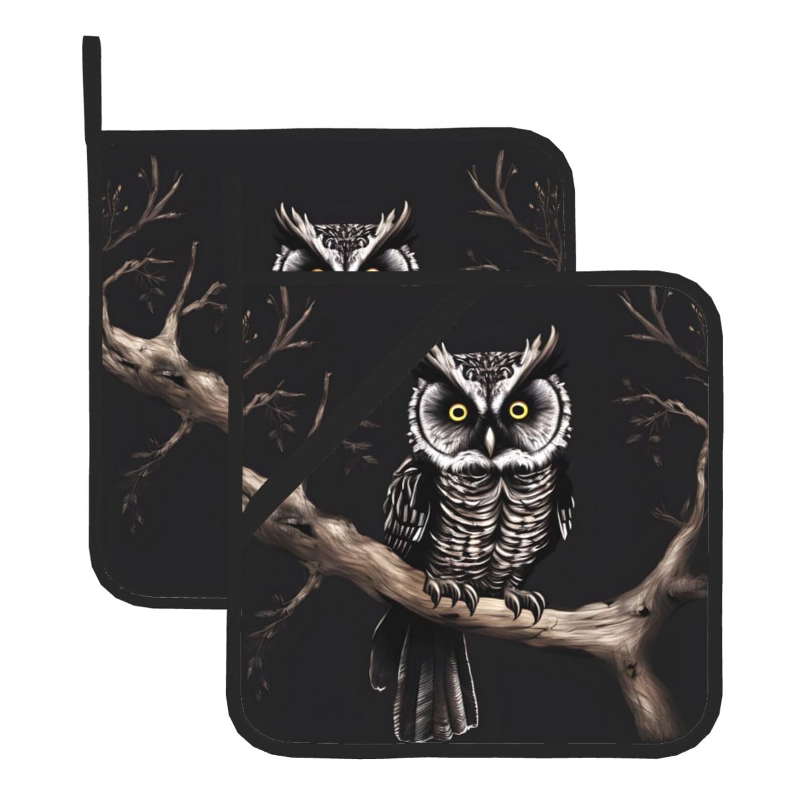 Late Night Owl Square Heat Resistant Trivet Set Thick and Durable for Baking Barbecue Cookware Oven