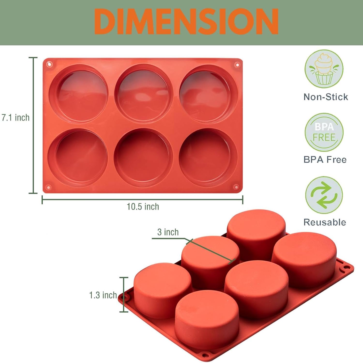 Silicone Egg Molds Frittata Pan, 3 Inch Deep Starbuc Egg Bites Molds Dash Silicone Cups Sous Vide Mold Round Rolls Tray for Breakfast Sandwiches Omelets Dinner Rolls Baking