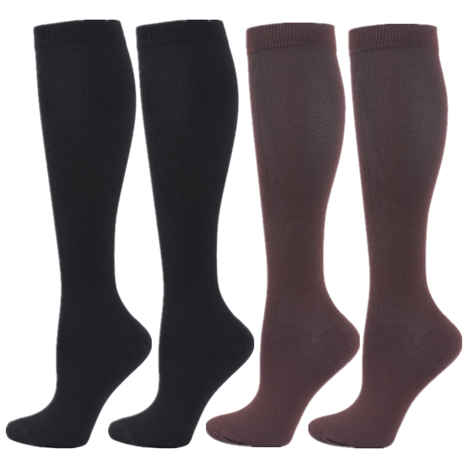 Zingso Compression Socks for Women Men, 2 Pairs 20-25mmHg Knee High Socks Compression Stockings for Sport, Athletic, Edema, Diabetic, Varicose Veins, Travel, Pregnancy, Nursing (XXL, Black Coffee)