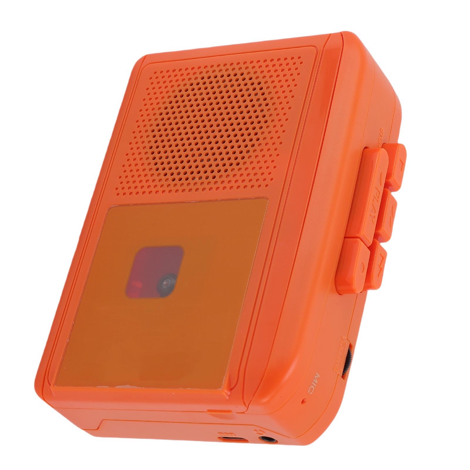 Tonysa Tragbarer Kassettenspieler mit Lautsprecher, Personal Retro Tape Player mit USB C -Kabelstrom, 3,5 -mm -Kopfhörerbuchse, Eingebaute Mikrofon, Kompakt für Heimreisegeschenkideen