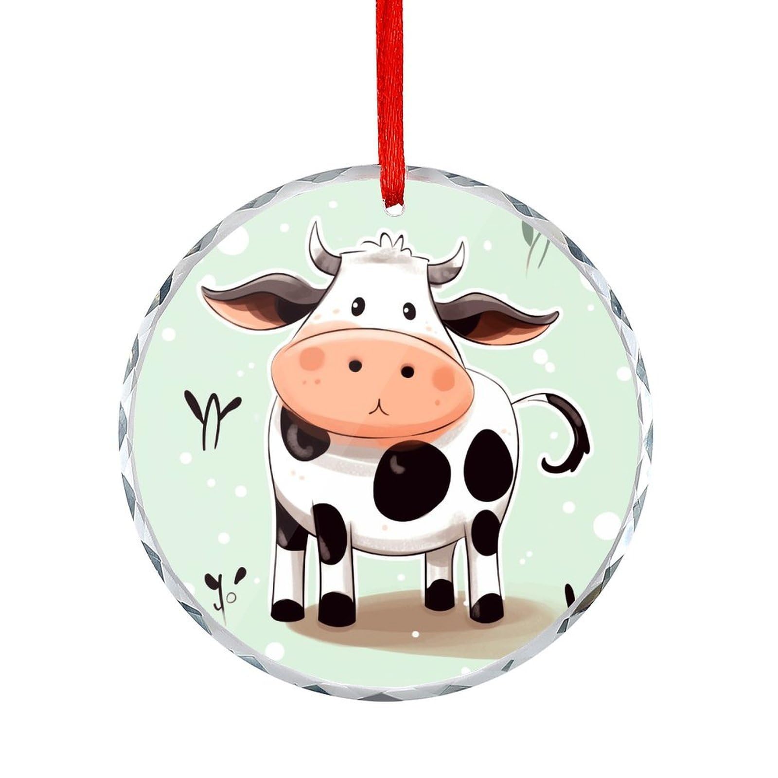 Btcowzrv Style Cute Cow Polka Dot Round Ornament Hanging Pendant Decor