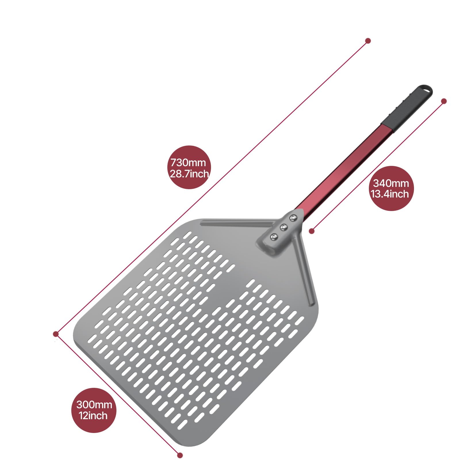 crosson Pala perforada para pizza de 30.5 x 40.6 cm, espátula de pizza, pala ligera para tornear pizza con mango de 40.6 cm de largo, accesorios para horno de pizza, herramientas de pizza, volteador