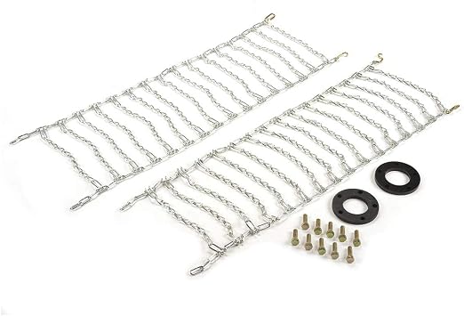 Grasshopper Mower Tire Chain Kit, For 20" or Smaller Turf-Style Drive Tires Provide Extra Grip on Icy Surfaces, Includes Wheel Spacers and Longer Lug Bolts, OEM 504745