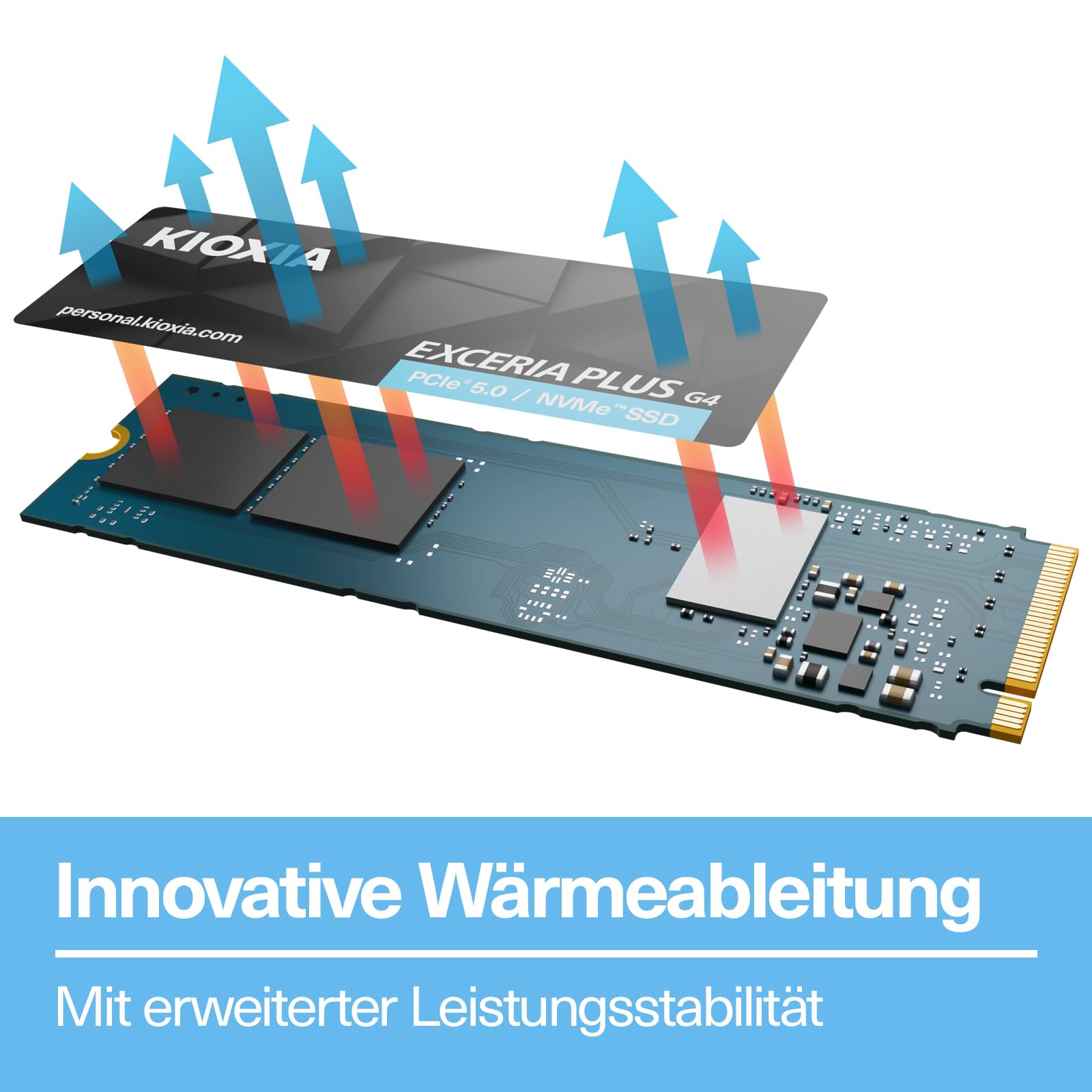 KIOXIA EXCERIA Plus G4 – 2TB M.2 2280 NVMe SSD – PCIe 5.0, bis zu 10000/8200 MB/s Lesen/Schreiben – Internes Hochgeschwindigkeitslaufwerk für Notebook, Laptop, Desktop-PC, Gaming, Videobearbeitung