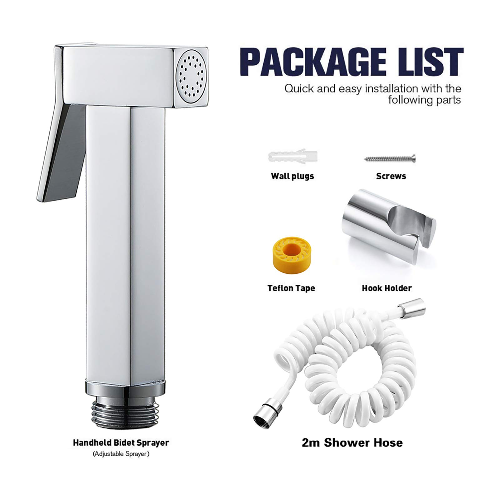 Tragbares Bidet-Sprühgerät for die Toilette, verchromtes tragbares Stoffwindel-Sprühset Messing-Badezimmer-Bidet-Sprühgerät mit Halterung for die persönliche Hygiene, Baden von Haustieren, PVC-Schlauc