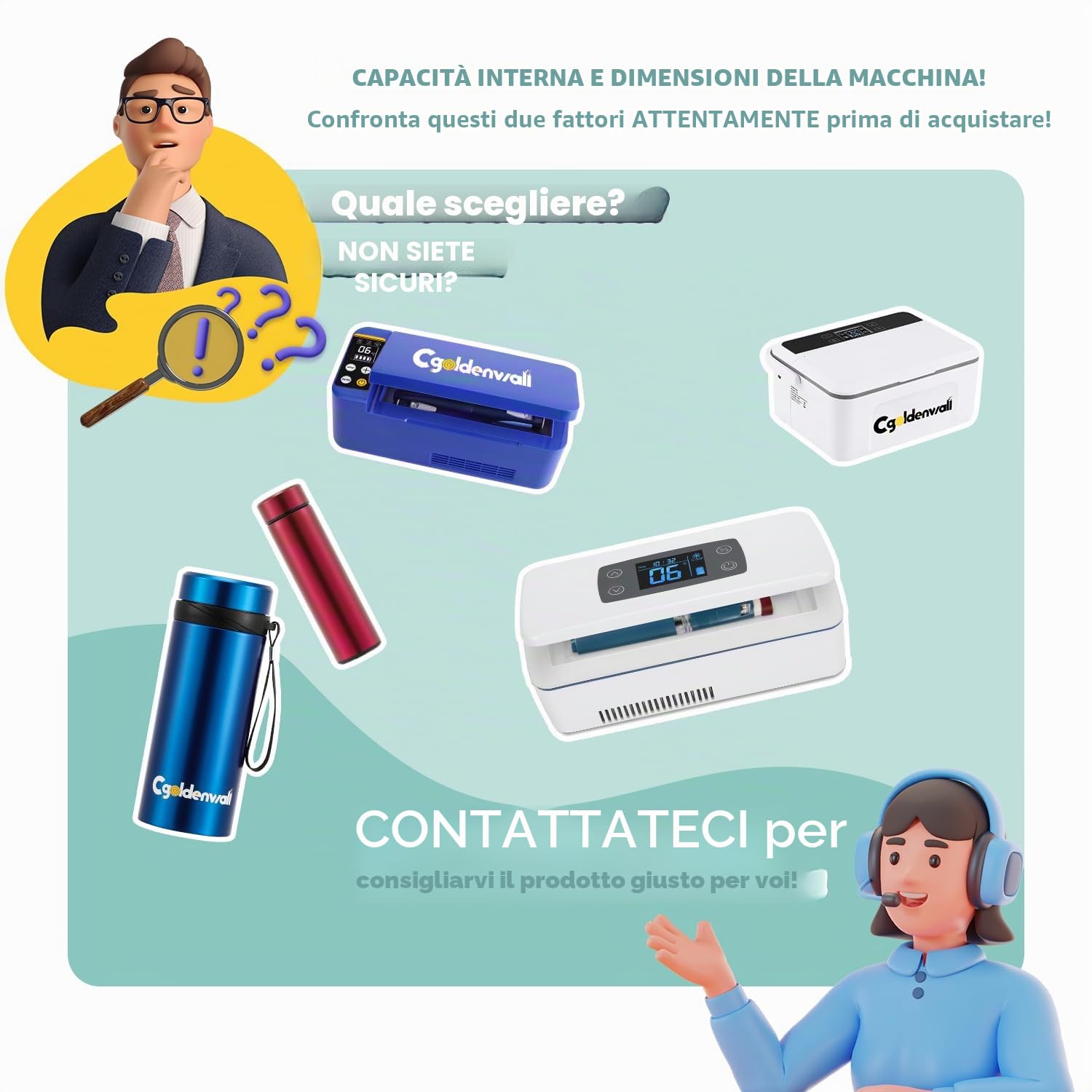 CGOLDENWALL Frigorifero Portatile per Insulina 180 * 79 * 31mm Grande Capacità, Refrigeratore di Medicinali, 6-8 Ore di Durata della Batteria, con Sistema di Allarme & Display a LED Tattile (Bianco)