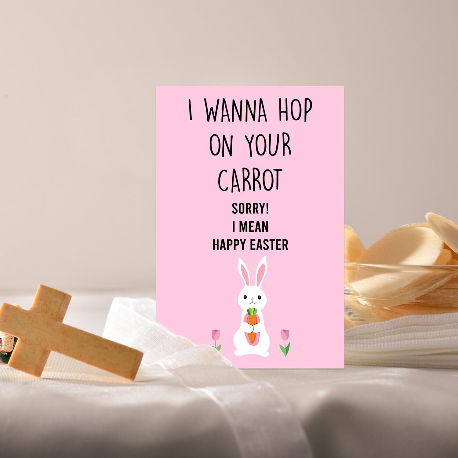 Ithmahco Humor Easter Card for Men, Easter Card Gift for Husband Boyfriend from Wife Girlfriend, I Wanna Hop on Your Carrot