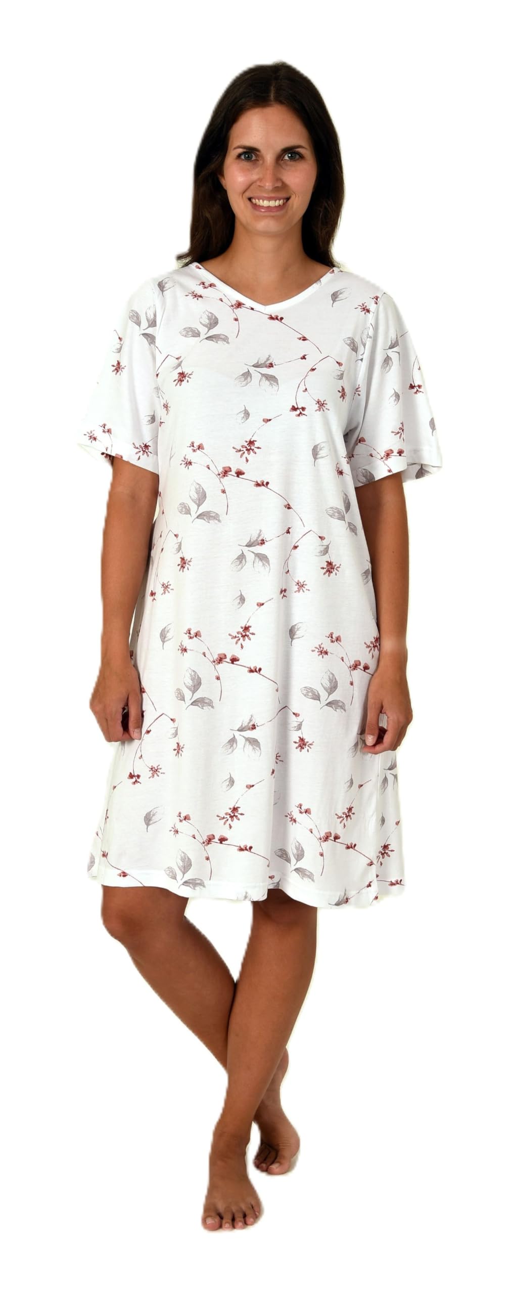 Normann Care Women's Nursing Nightdress Short Sleeve, Open Back with Practical Tie Closure, pink, 36-38