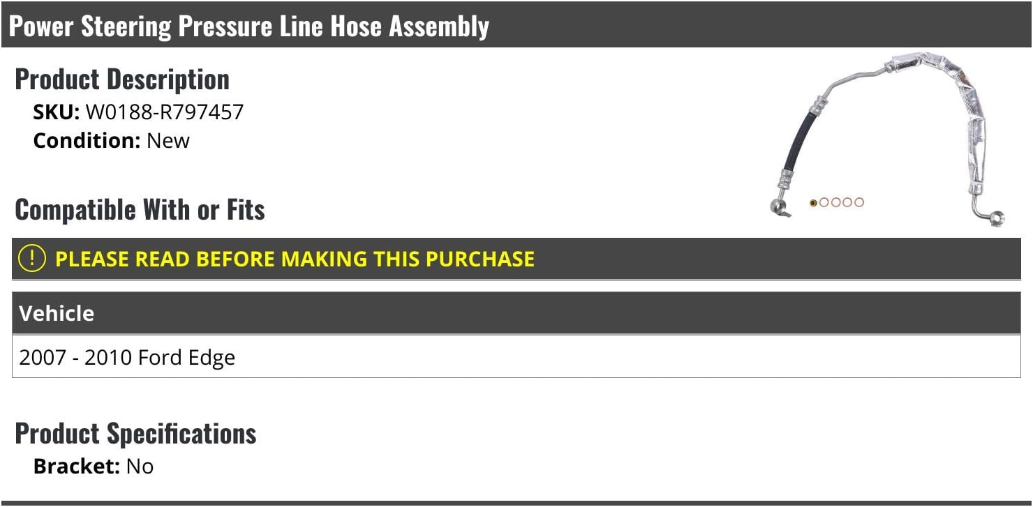 Marketplace Auto Parts - Power Steering Pressure Line Hose Assembly - Compatible with 2007-2010 Ford Edge