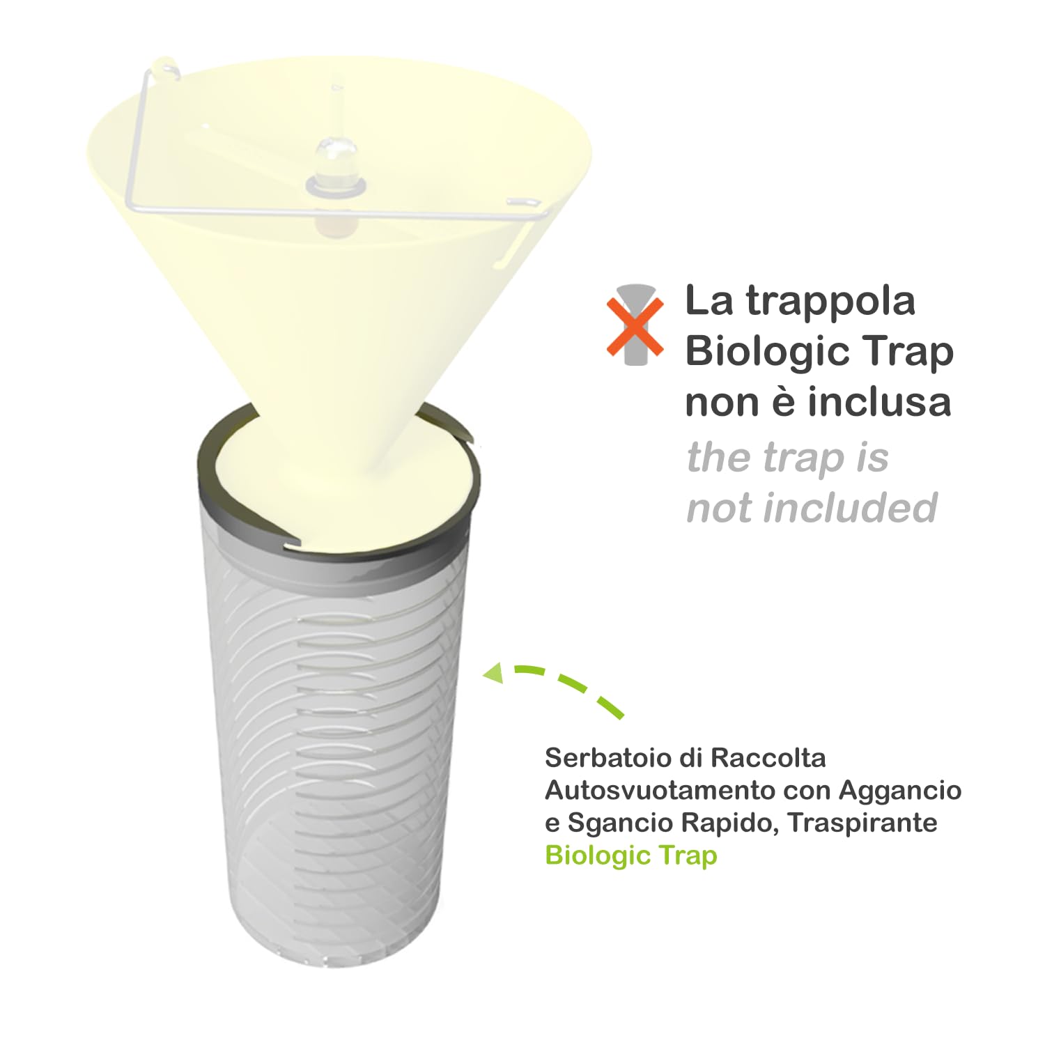 P.O.P.Y. | Serbatoio POPY per Trappola Popillia Japonica – Biologico, Traspirante e Autosvuotante con Aggancio Rapido – Svuotamento Facile e Sicuro, Cattura Massale