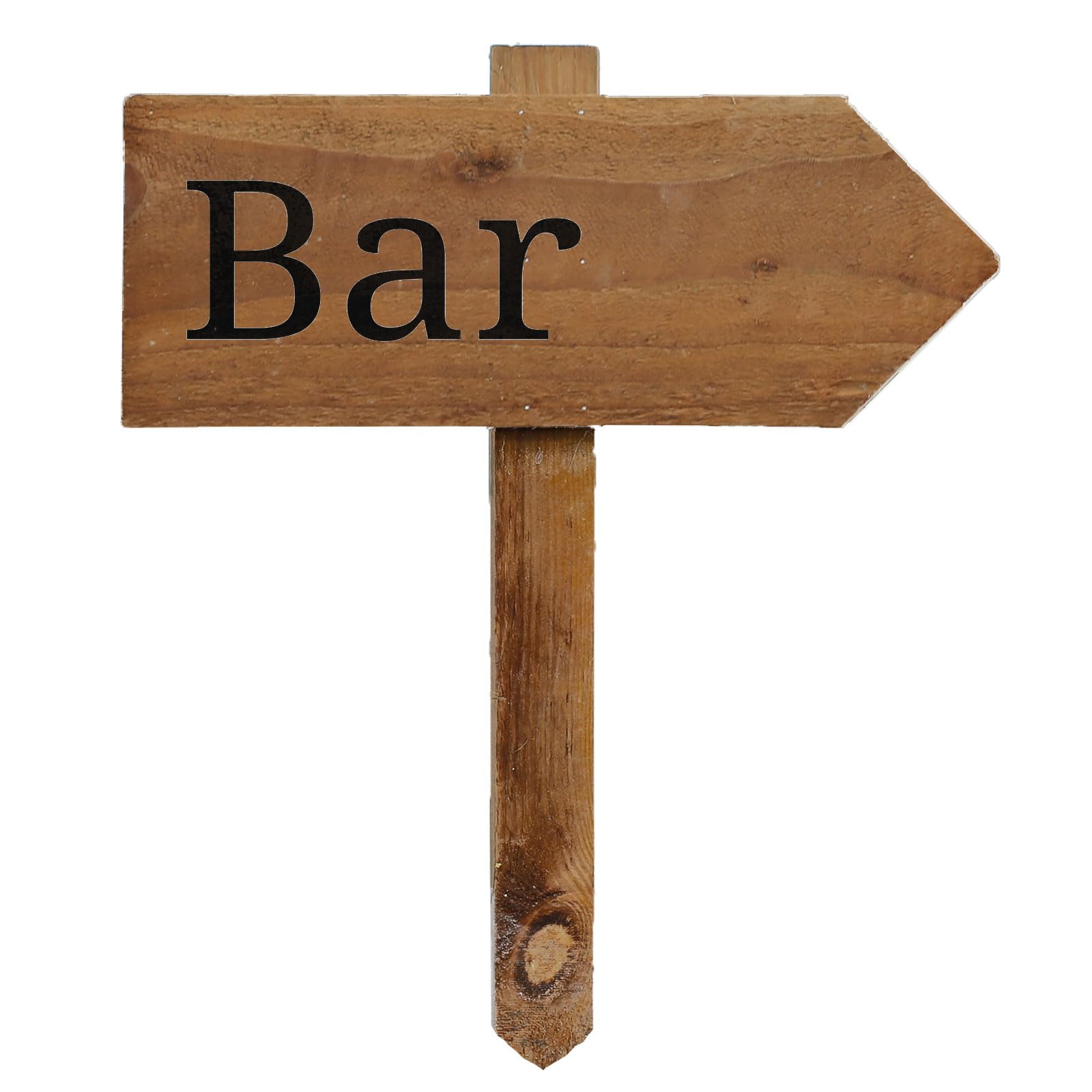 Outdoor Bar Sign with Stake, Wooden Arrow Pointing Right or Left, Wedding Party Event Pub Shop Garden Sign