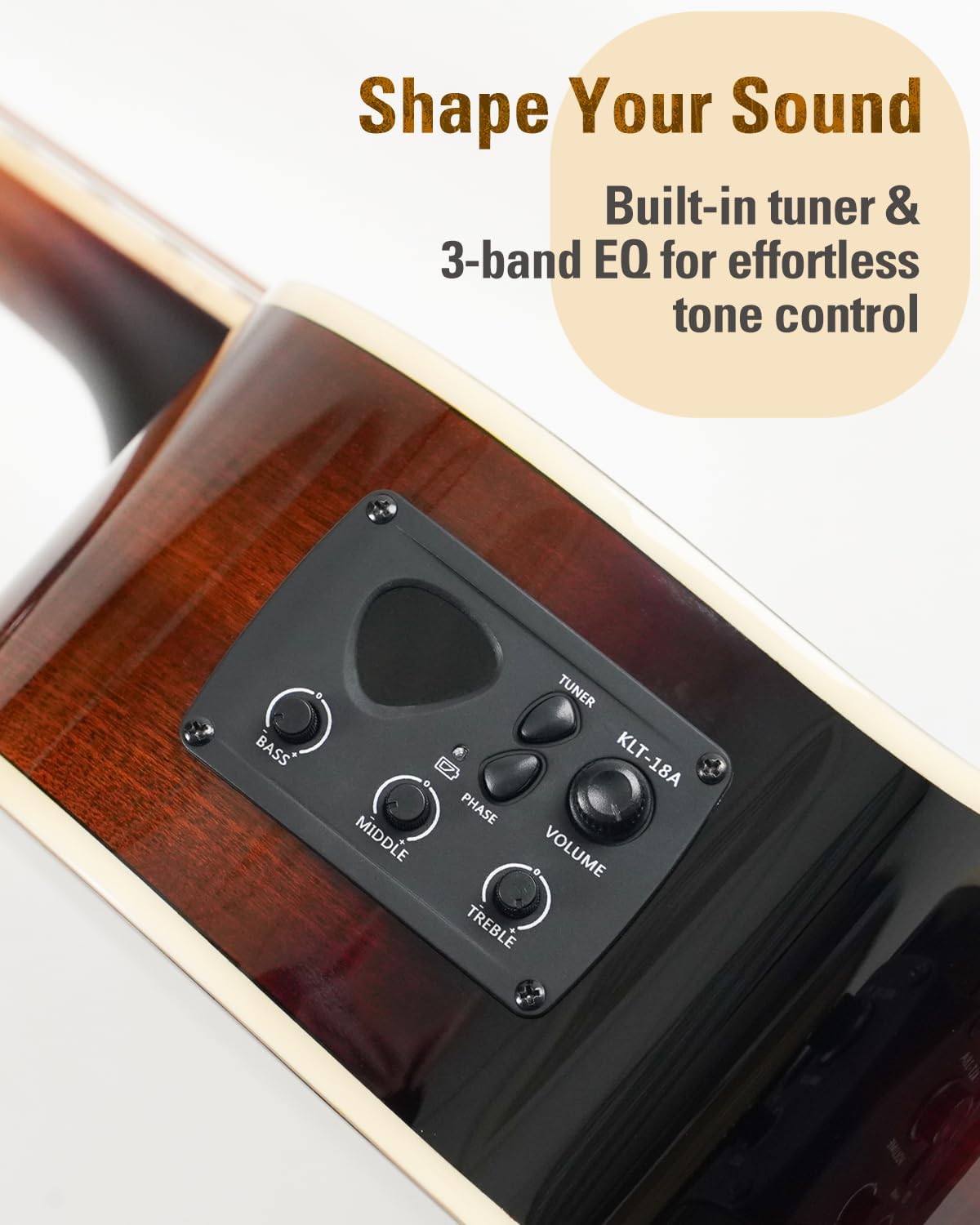 Close-up of the SIGMA OM Junior Acoustic Electric Guitar's satin finish neck