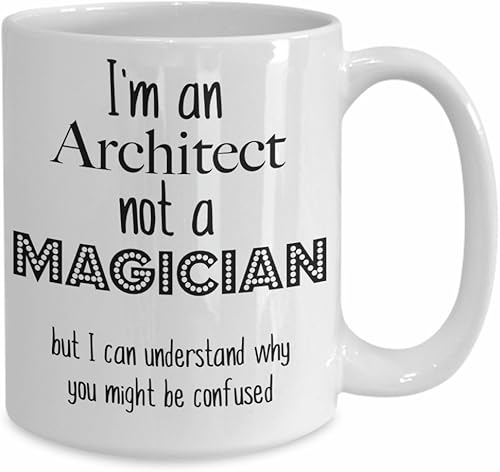 Miniatura 2 de Funny arquitecto taza, I 'm un arquitecto no un mago, arquitecto taza de café, Blanco