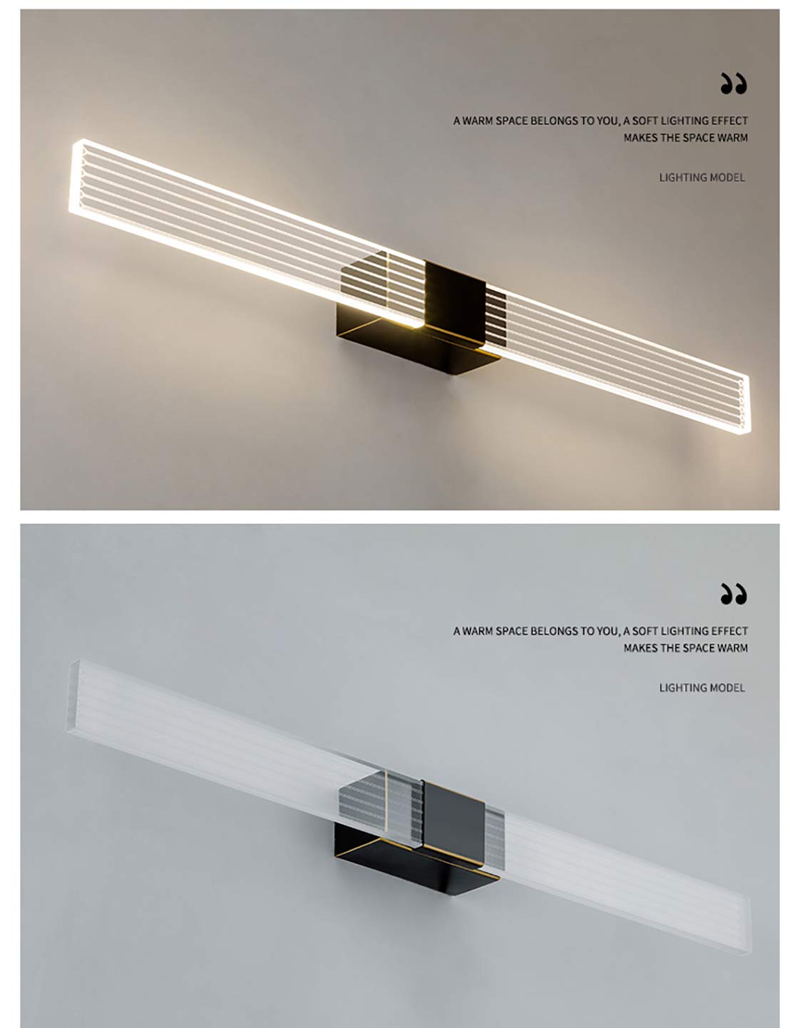 Lampe miroir salle bain à LED, luminaire mural pour miroir courtoisie, lumière neutre laiton, acrylique 4000K pour éclairage maquillage avec lampe miroir LED pour chambre à coucher