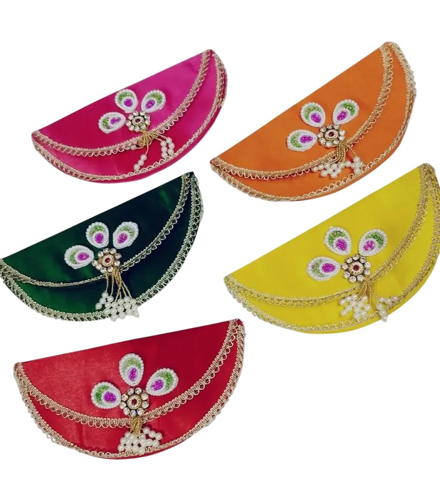 Satin Designer Shagun Envelope for Women, Wedding Return Favors, Gota Patti Mini Potli & Coin Ginni Bag, Wedding Gift Envelope, Return Gifts for Mehndi Favor-image-1