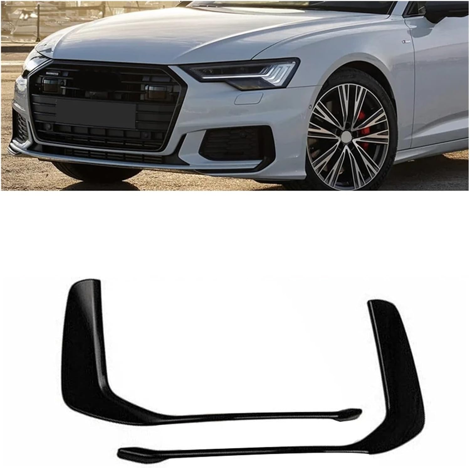Compatible With Audi A6 C8 2019 2020 2021 2022 S6 2020-2022 Lamp Eyelid Eyebrow Strip Front Bumper Fog Light Cover Trim Cars Accessories ABS