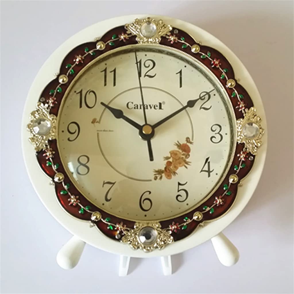 Hrwly D European Luxury Table Clock Wooden Home Ecor Living Room Bedroom Mute Esk Office Esktop Watch Gift(D)