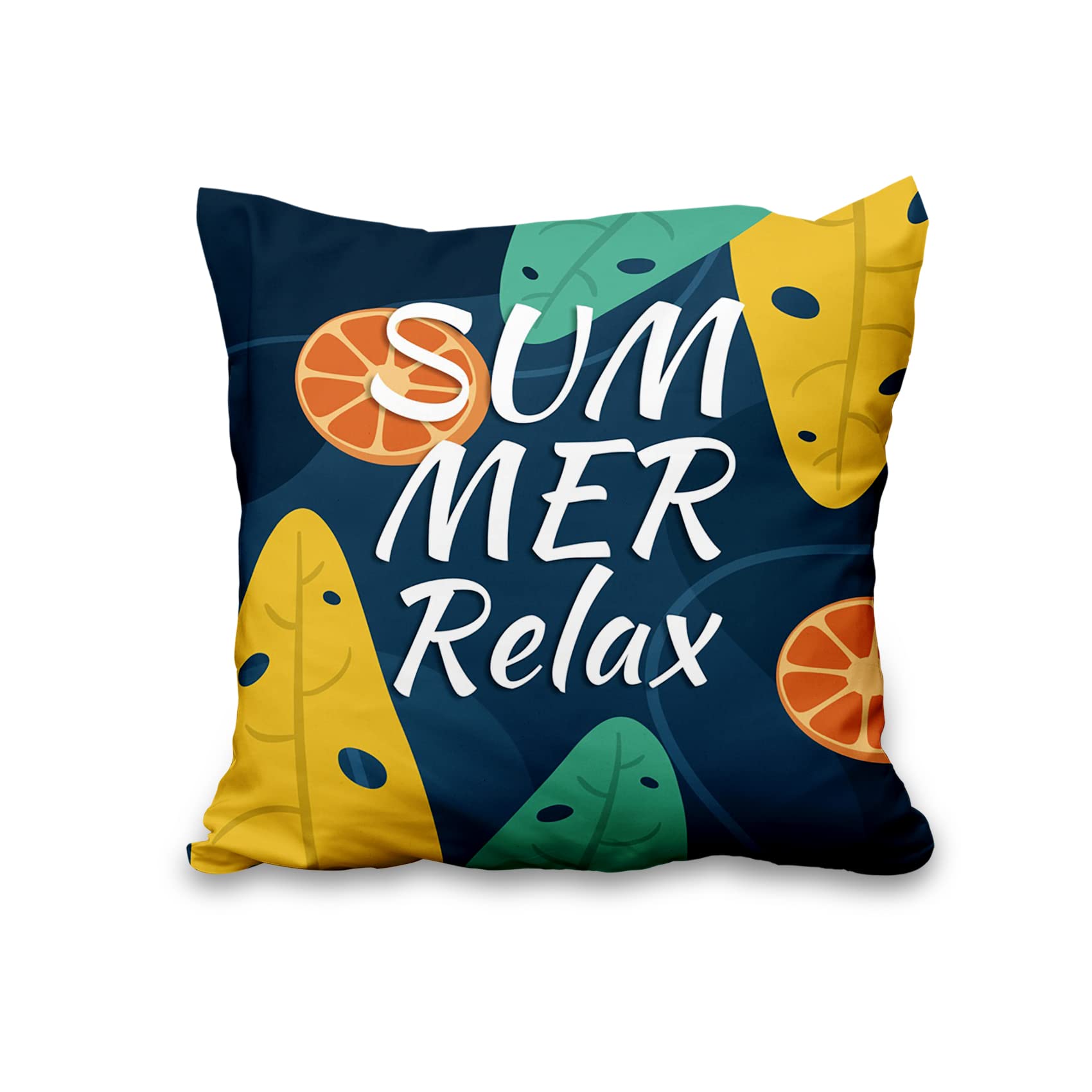 Aoihrraan 50x50cm Set di 4 Federe Cuscini Giornata Estiva Foglie Tropicali Arancia Morbido Peluche Corto Quadrato Copricuscini Divano Casa Decorazioni Agriturismo All'Aperto Terrazza Giardino Divano
