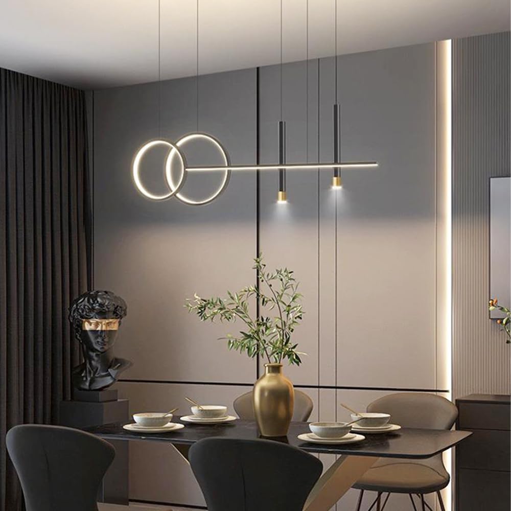 Lampadario a Sospensione lineare, lampadario Geometrico a LED, Lampada da soffitto, Lampada da Tavolo da Pranzo, lampadario Moderno a Sospensione per Isola Cucina, Ristorante, Ufficio, Camera da