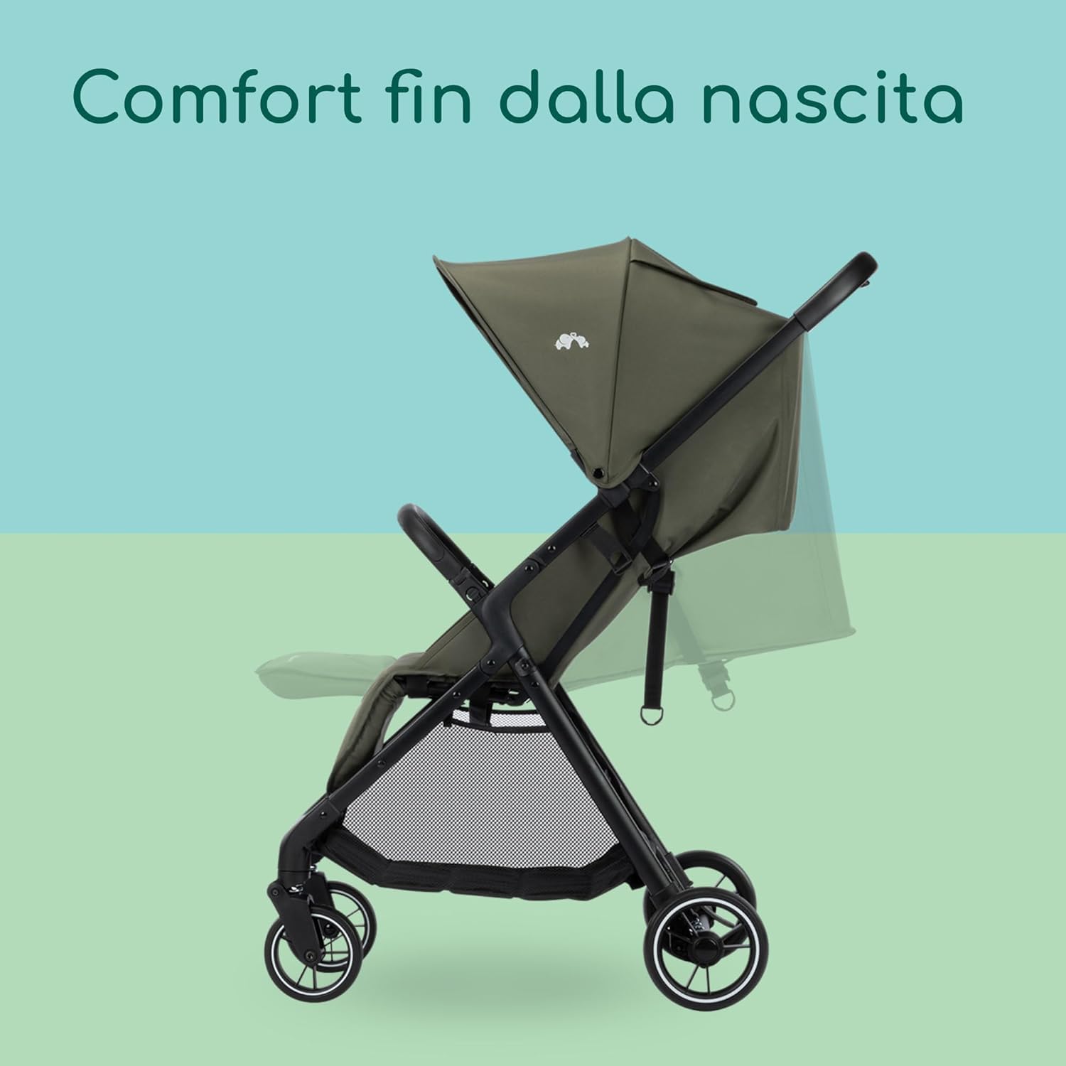 Bebeconfort Azur Passeggino Compatto Leggero 0-3 anni 15 kg Reclinabile Sdraiato Mineral Green