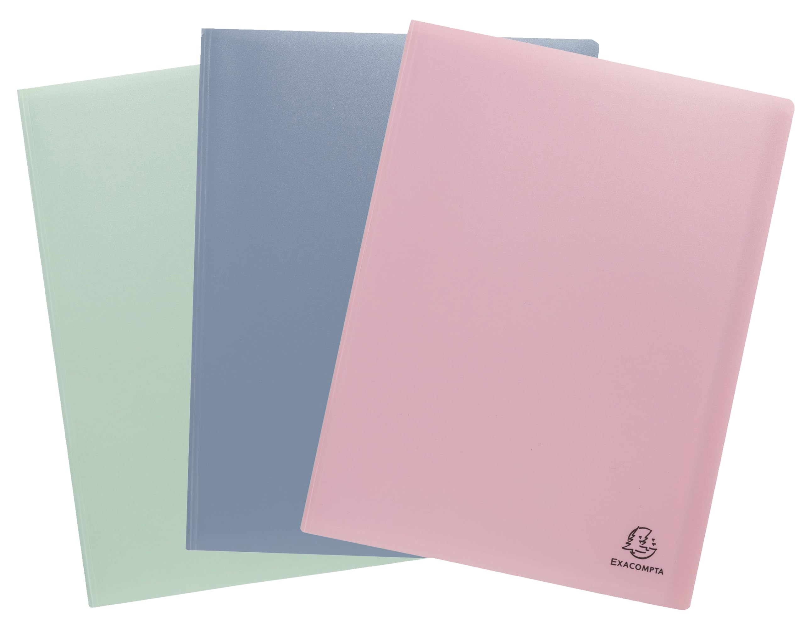 Exacompta - Ref 88539E - Pack of 3 Autentik Document Sleeves - 50 Grained Pockets - 100 Sheets - for A4 - Size 24 x 32 cm - Cover in Soft Recycled Polypropylene - 3 Assorted Colours