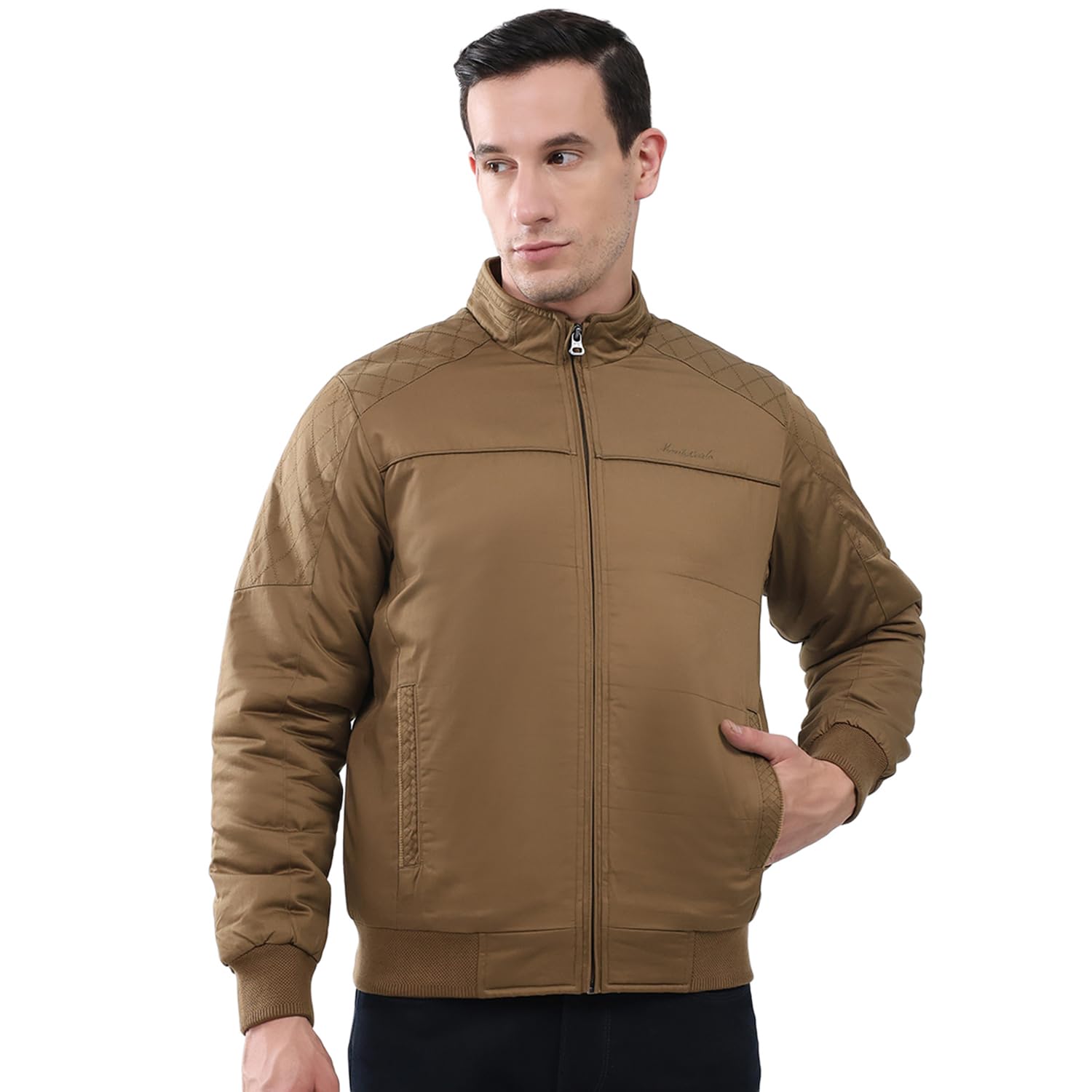 monte carlo Men's Regular Fit Jacket | Mock Neck Zip Closure | Solid Design | Stylish Full Sleeves Warm Winter Fashion Jacket | Puffer Jacket For Men's (Pack Of 1)-picture-12