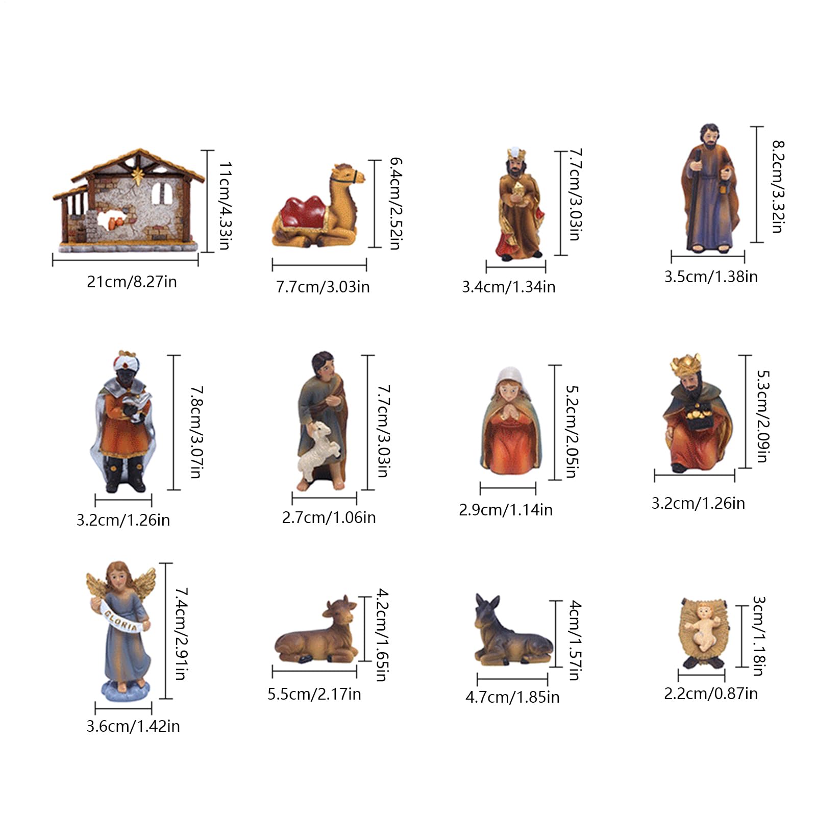 Genérico Belenes - Figuras Navideñas Pesebre Decoración - Decoración para Hogar Jardín Terraza Escritorio Oficina Iglesia Mesa Dormitorio Salón