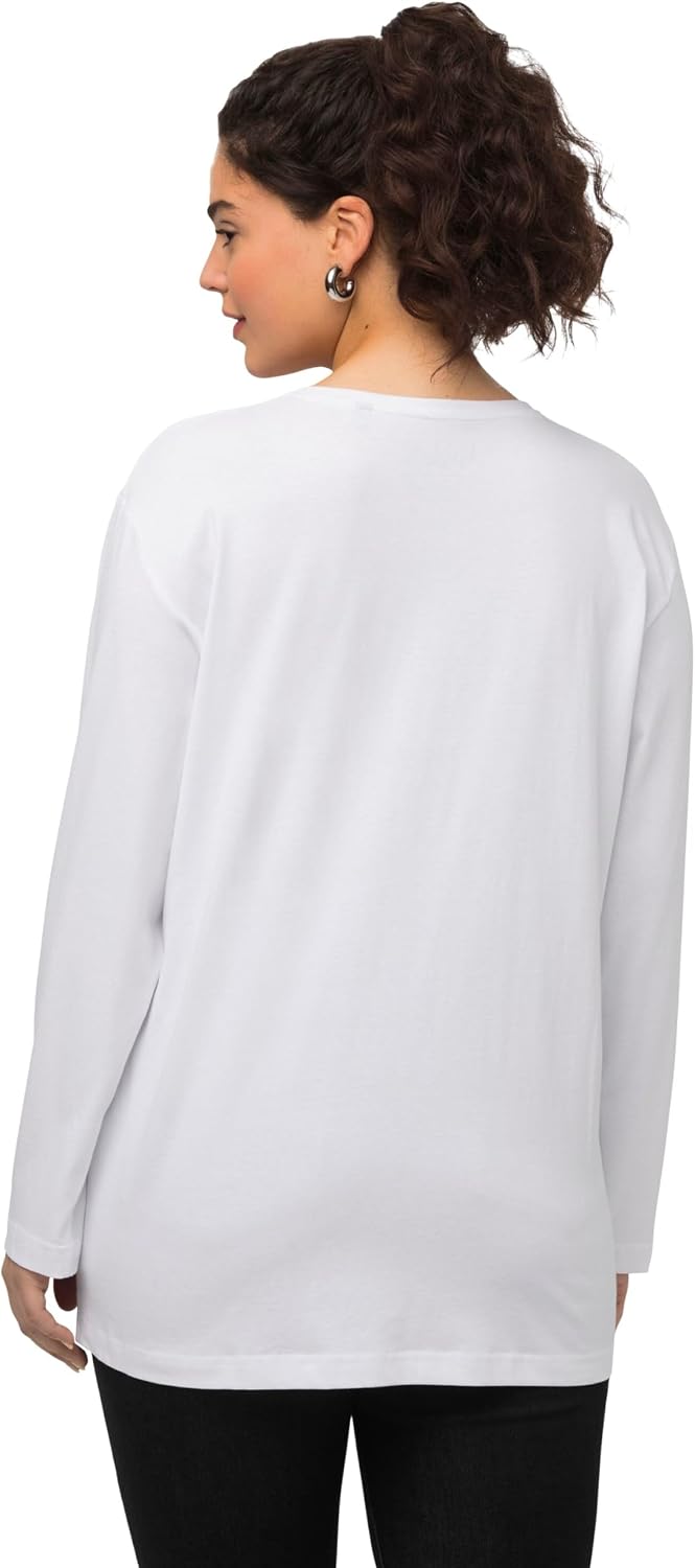 Ulla Popken Women's Basic V Shirt, Long-Sleeved Shirt (Pack of 1) 50 Große Größen Snow White