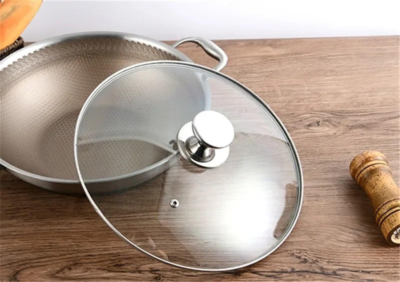 Tapa Sarten Universal Tapa de sartén olla wok acero inoxidable cocina estufa(40cm)