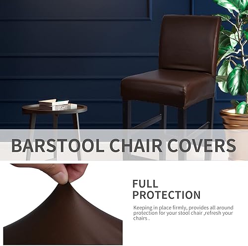Miniatura 6 de un-brand SONNACH - Fundas impermeables de poliuretano para sillas de bar para sillas de altura de mostrador, fundas de silla de respaldo bajo (café,