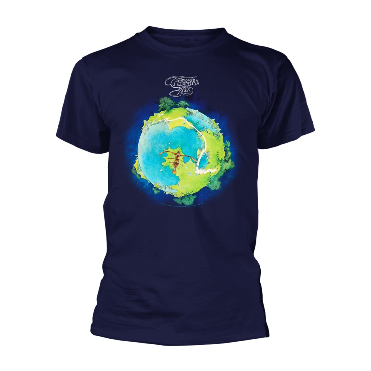 Tee Shack Men's Blue Yes Fragile Album Rock Close To The Edge 90125 Official Tee T-Shirt Unisex (Medium)