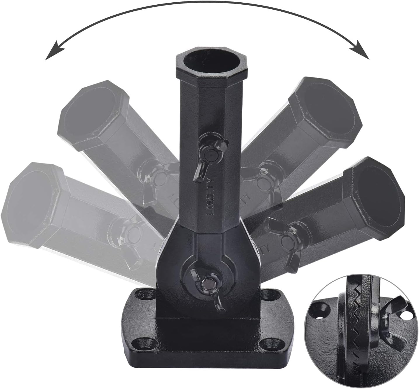 Stainless Steel Flag Pole Holder Heavy Duty Multi-Position Flag Pole Bracket Multi-Angle Adjustment Wall mounting Bracket for 1 inch Flag Pole (Black) - Image 3