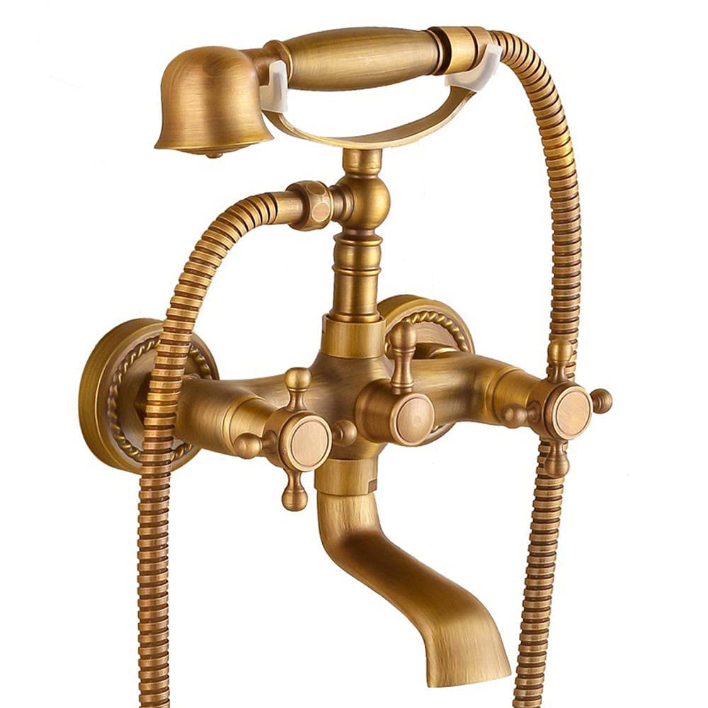 DFGHNBVC Wall-Mounted Bathtub Tap Antique Bath Taps With Shower Attachment Pair Bathroom Shower Mixer Taps With Hand Held Shower Shower Bath Mixer Taps-C,C