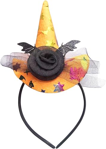 Miniatura 9 de Diadema con sombrero, banda de aro para la cabeza de bruja mago telaraña para Halloween, fiesta de Navidad, disfraz para niñas y niños y mujeres