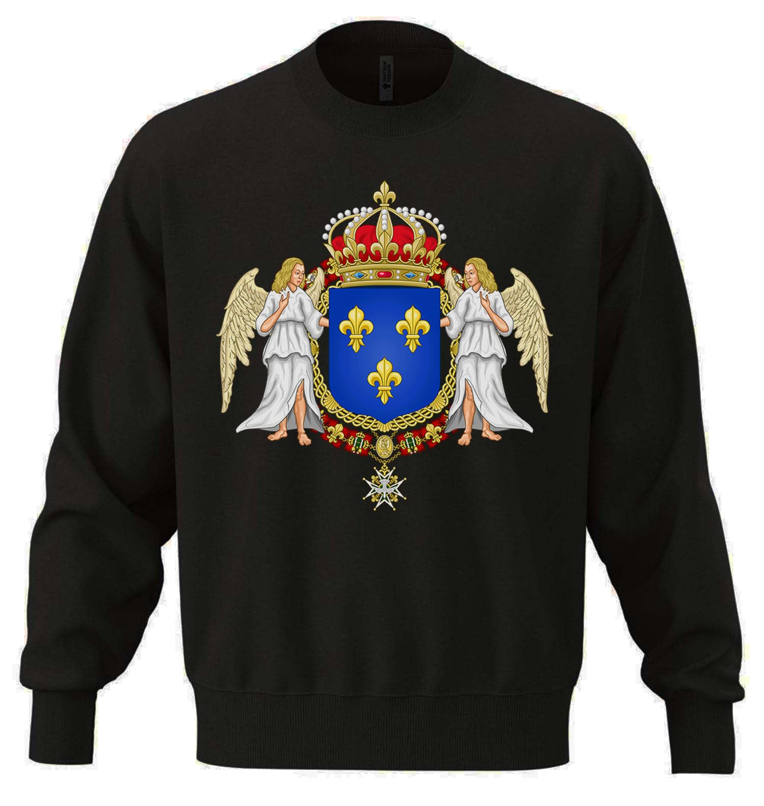 Królewski Herb Francji Unisex Oversize Mieszanka Bawełny Ciężka Bluza Czarna