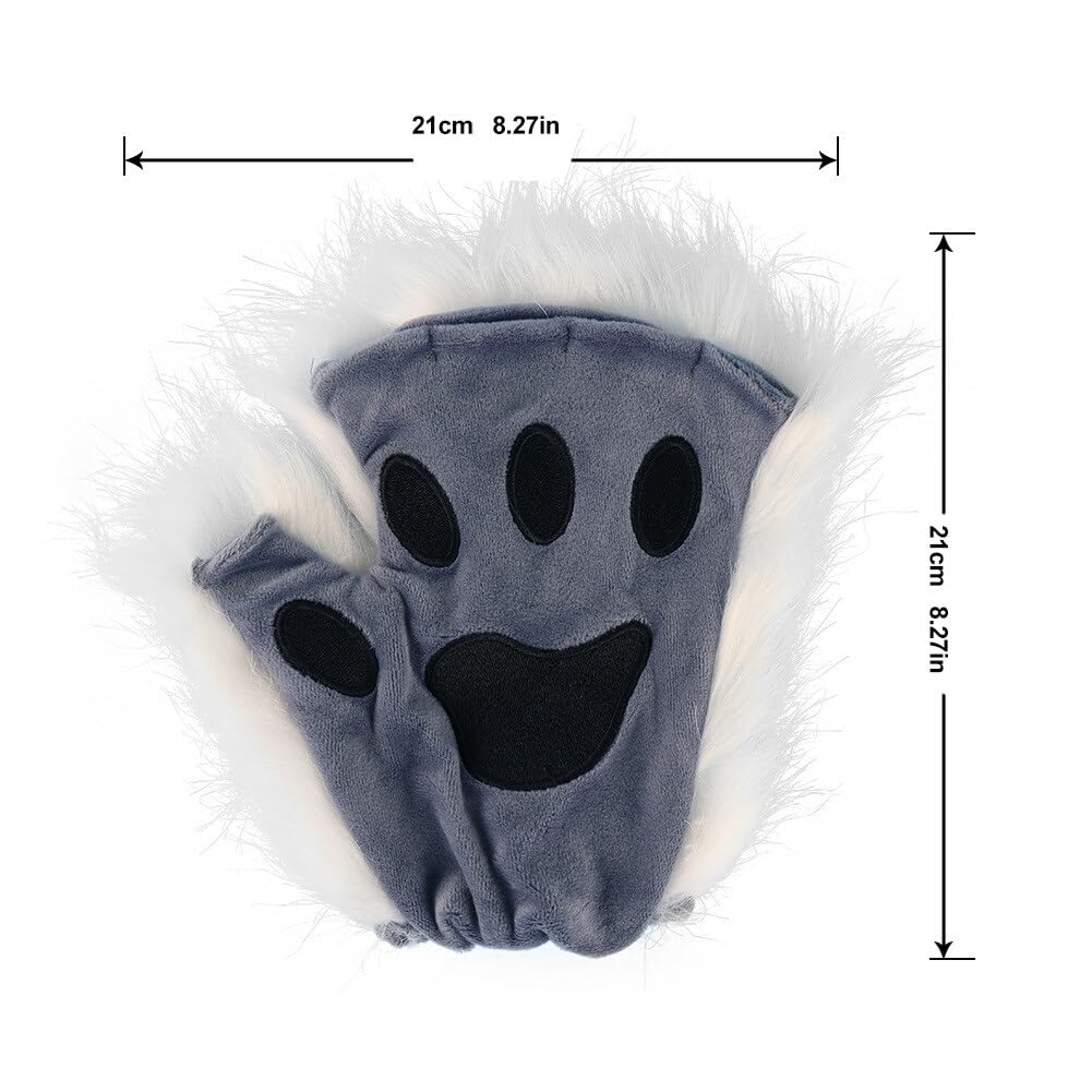 ikasus Cosplay Animal Fingerless Fursuit Paws for Adult Furry Bear Cat Wolf Dog Gloves Party Halloween Cosplay Costume, Orange