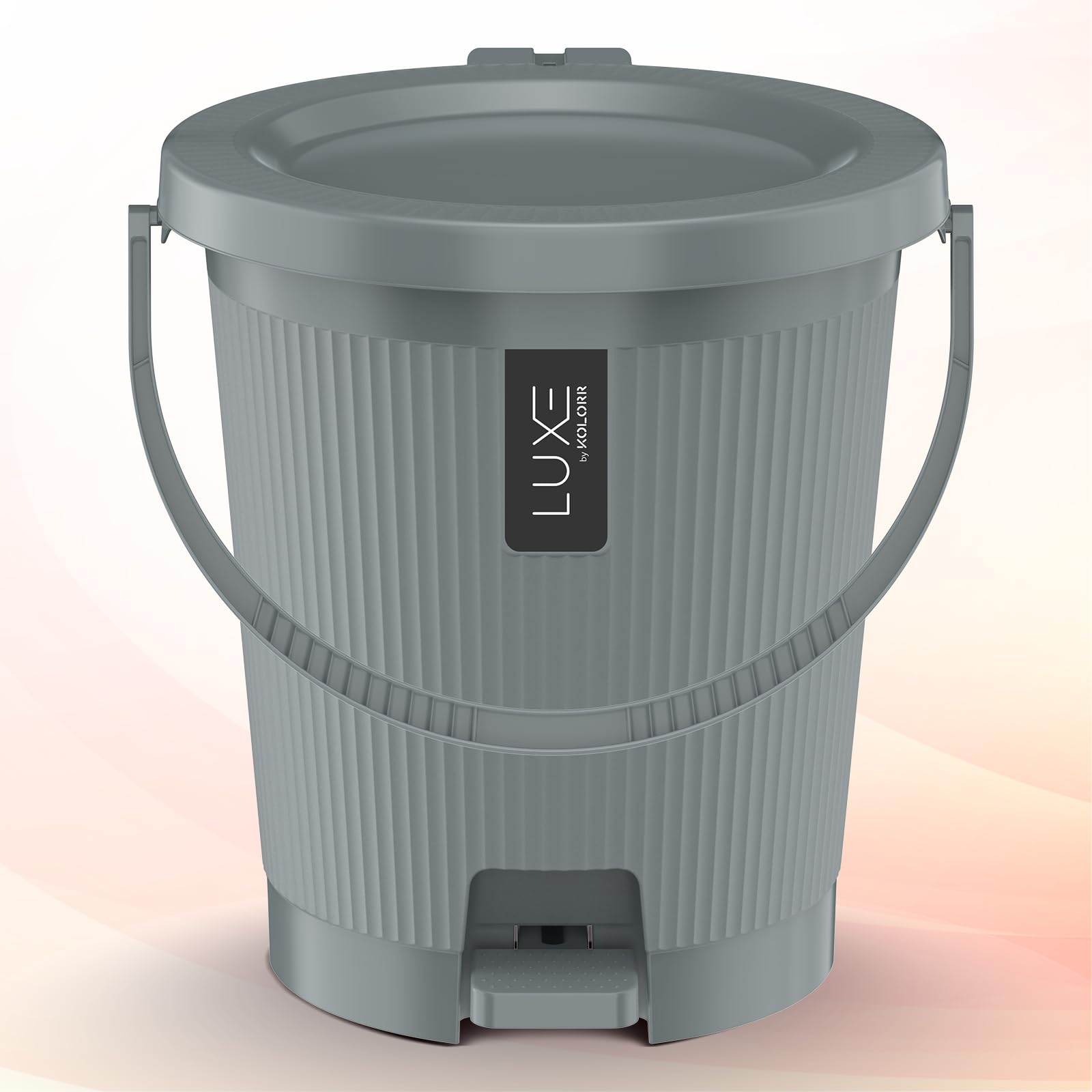 KOLORR Luxe Premium Plastic Pedal Dustbin | Modern Plastic Waste Bin, Trash can with Sleek Design for Home, Kitchen, Office, Bathroom & Washroom – Medium, Grey-image-36