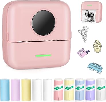 Mini cep Bluetooth yaz c -ta nabilir termal yaz c , 5 rulo ka tl , dergi/kendin yap karalama defteri/seyahat/notlar/listeler/etiket/not, makbuz yaz c s ,  ocuklar, kad nlar, hediyeler,  ocuklar i in