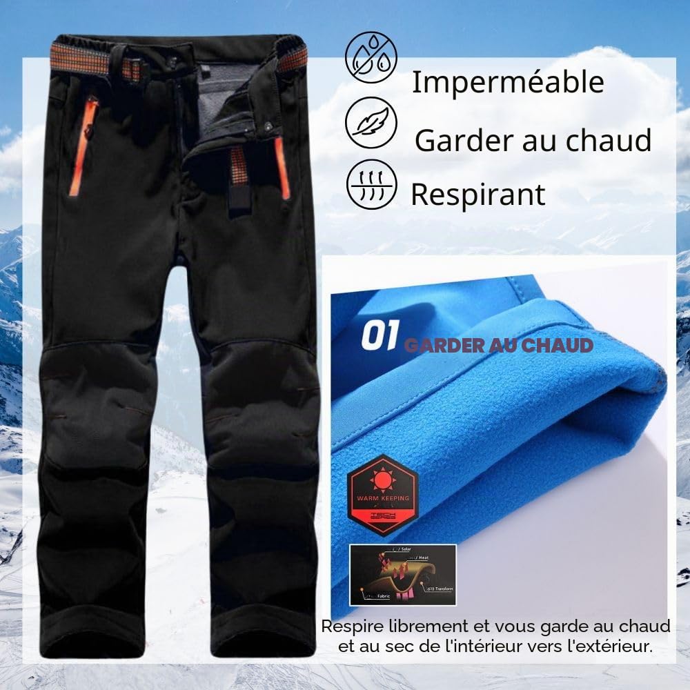 Pantalon thermique imperméable pour garçons et filles, pantalon de neige, pantalon d'extérieur d'hiver, pantalon de randonnée, pantalon de ski softshell pour enfants