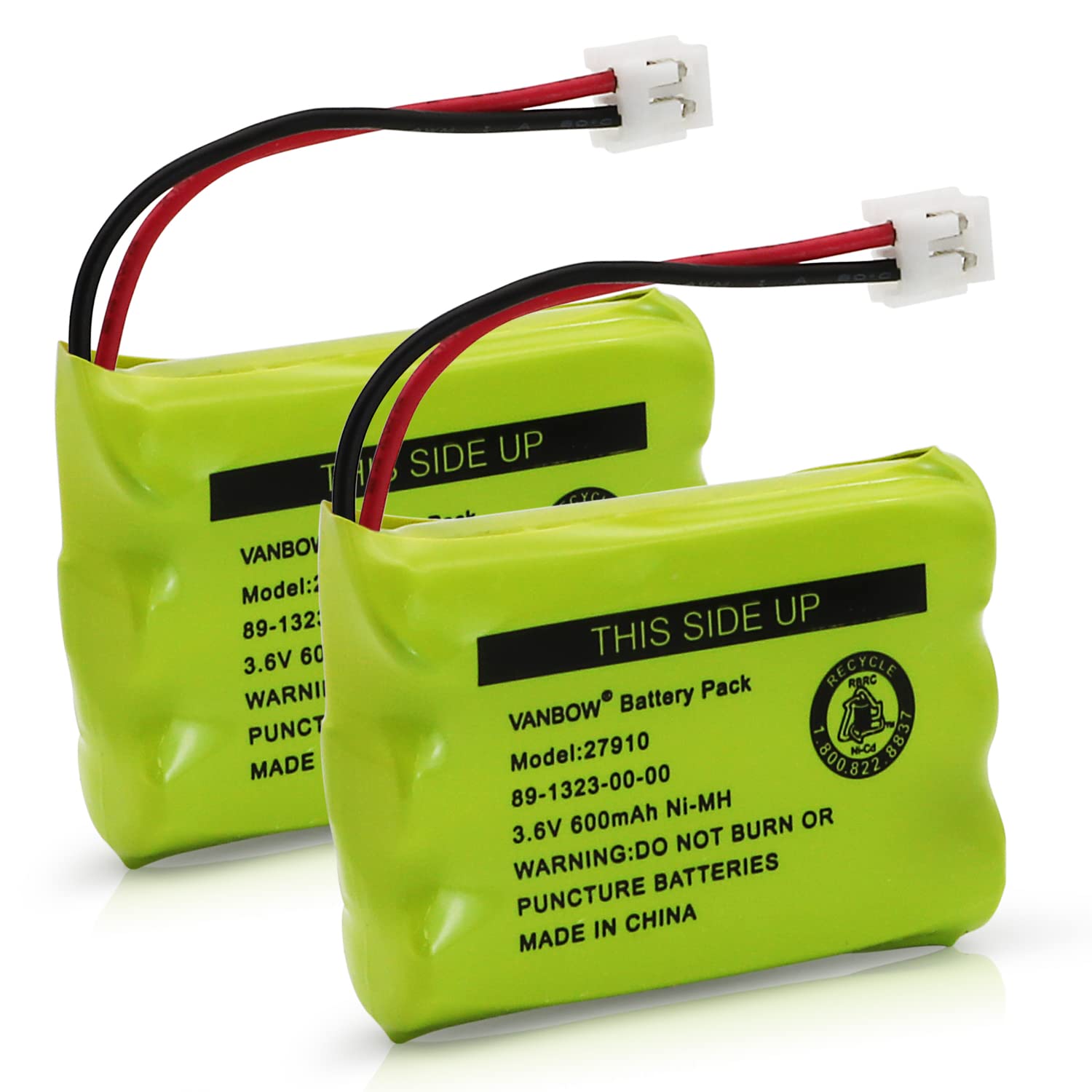 VANBOW 27910 Cordless Phone Battery for Motorola SD-7501 MD7161 AT&T 27910 89-1323-00-00 E1112 E2801 TL72108 Vtech I6725 RadioShack 23-959 Ni-MH 3.6V (Pack 2)