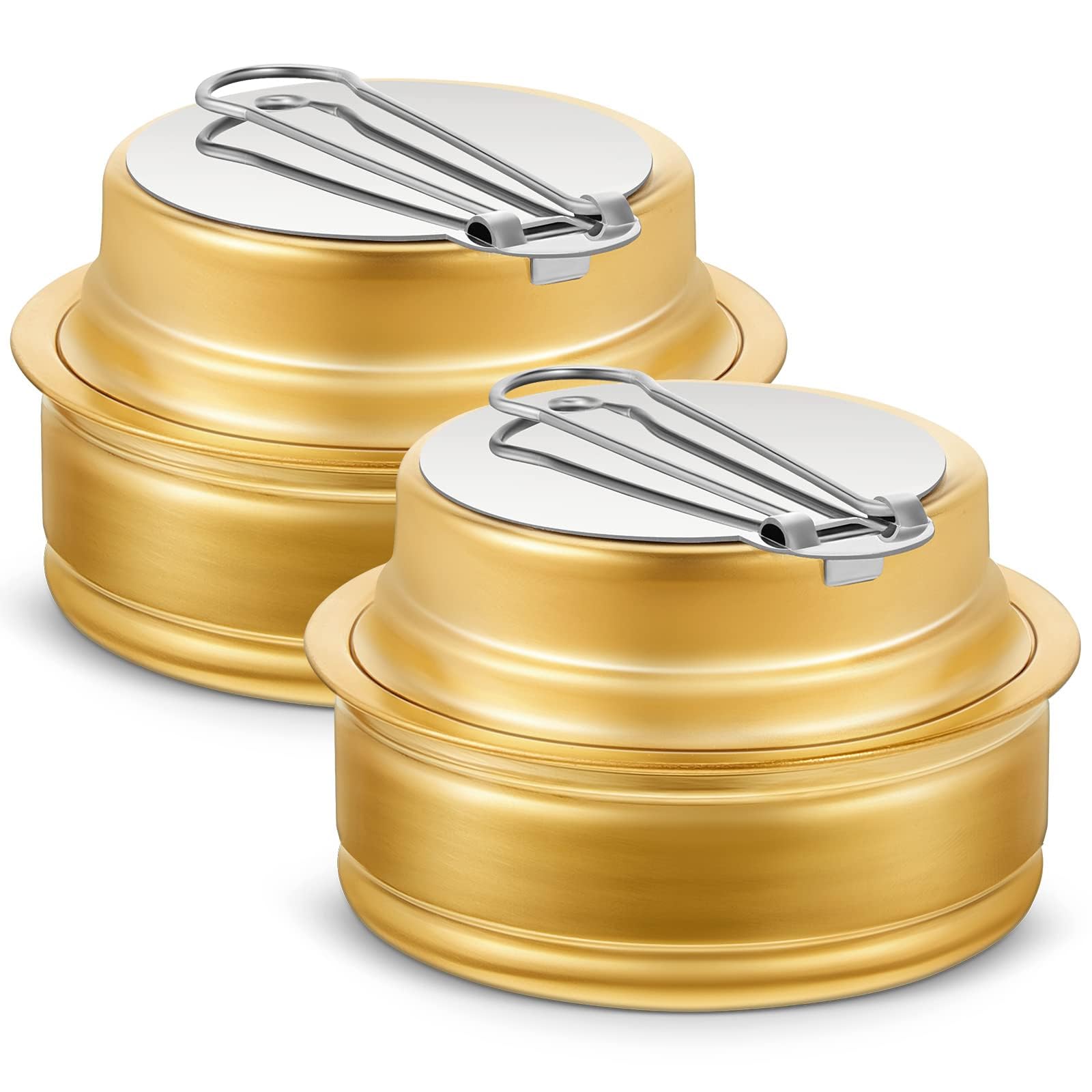 TERRIFI Brass Alcohol Burner Camping Stove with Fuel Storage Rubber Gasket Cooktop Camping Backpacking Stoves with Variable Temperature Control for Cooking, 2 Pcs