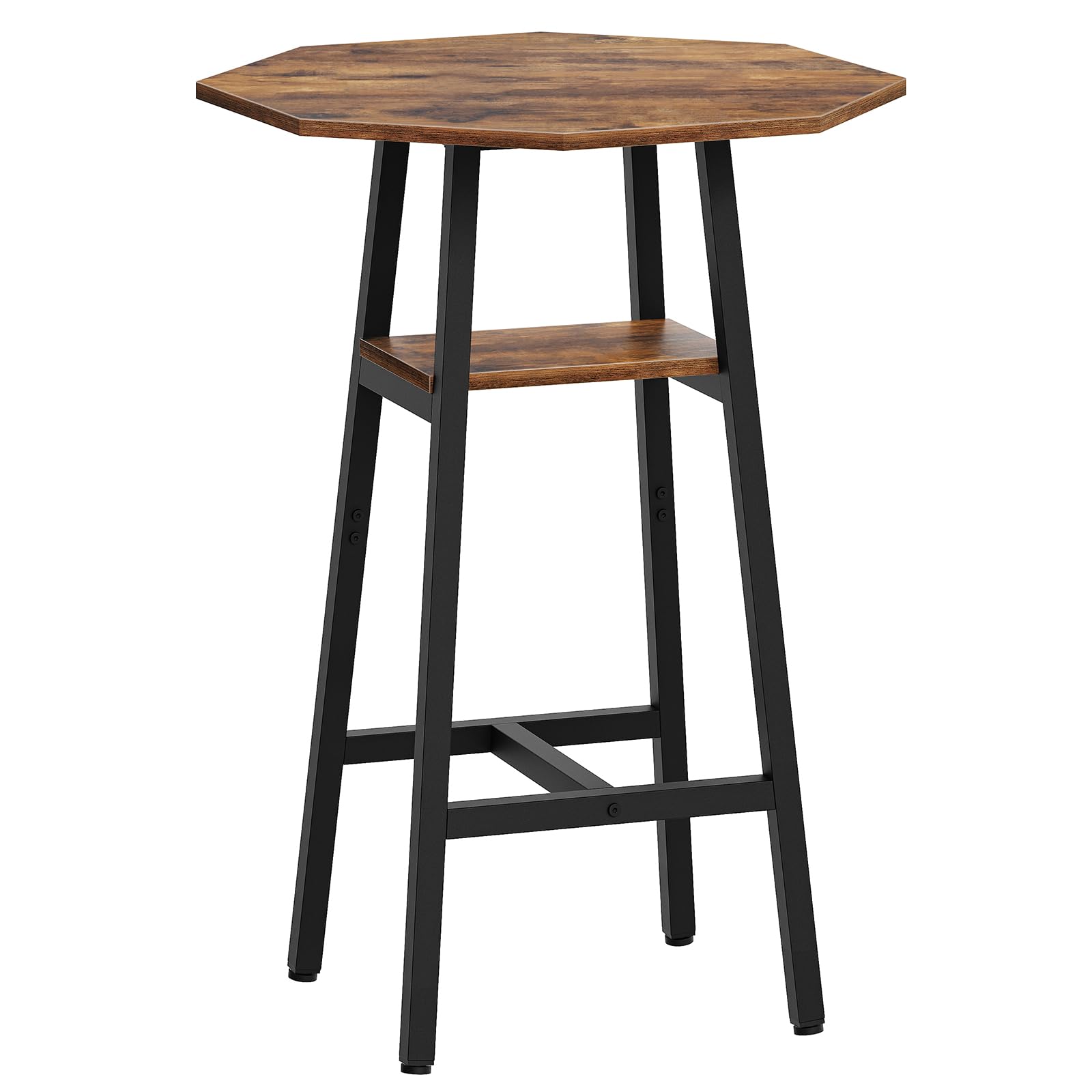 YATINEY Bar Table, Small Pub Table, 2-Tier with Storage, Octagonal Counter Pub Table with Top Particleboard and Sturdy Metal Support for Living Room,